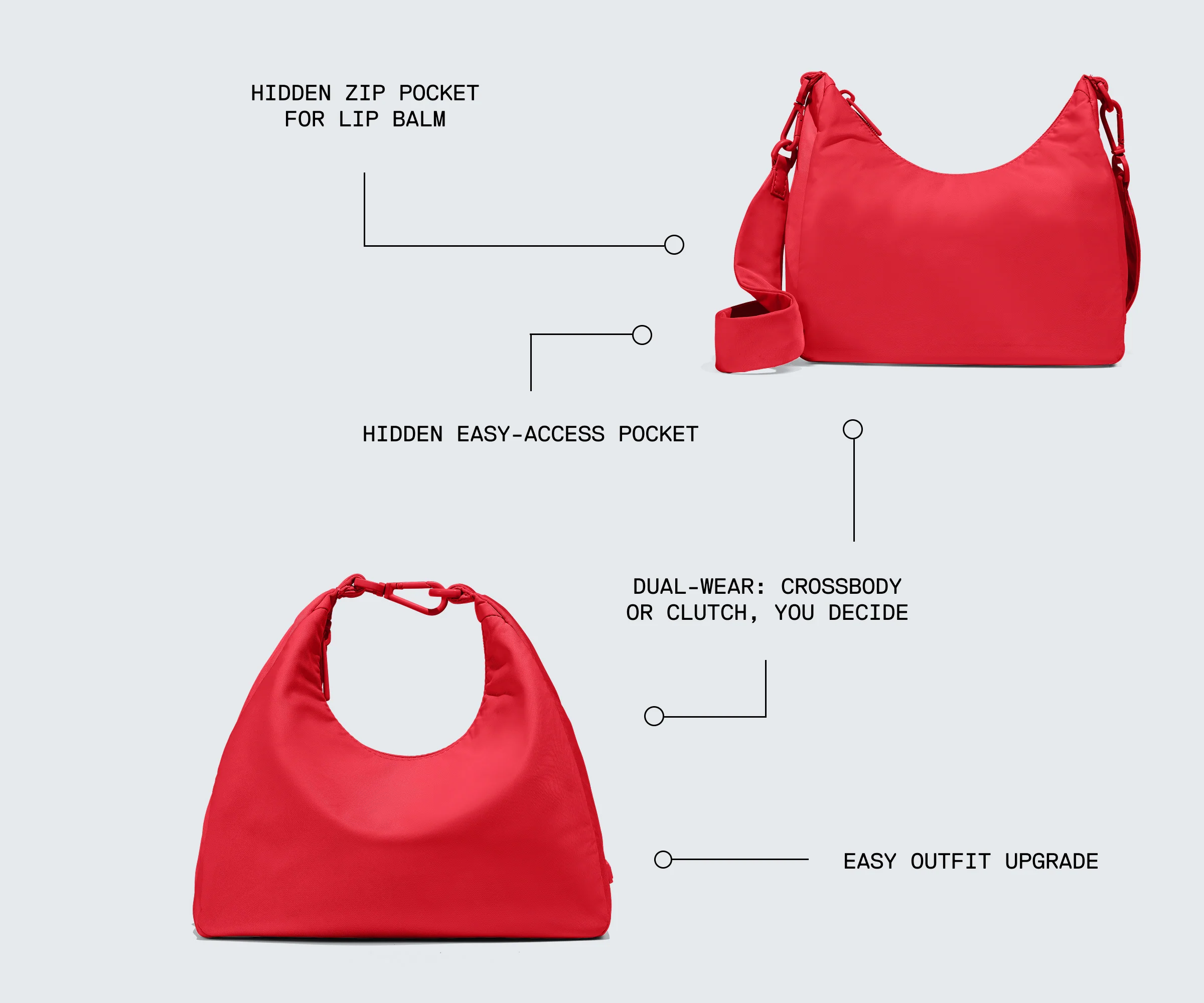 Featherlight Duo Crossbody in Cherry Red - Image 3